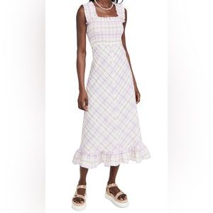 Ganni Seersucker Checked Dress